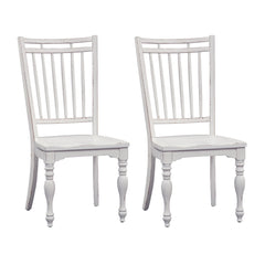 Side Chairs, Set of 2, Solid and Manufactured Wood, Antique White