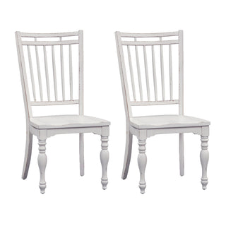 Side Chairs, Set of 2, Solid and Manufactured Wood, Antique White