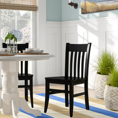 Side Chairs, Set of 2, Solid Beech Wood, Black