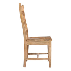 Side Chairs, Set of 2, Solid Mango Wood, Slat Back, Tan