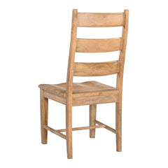 Side Chairs, Set of 2, Solid Mango Wood, Slat Back, Tan