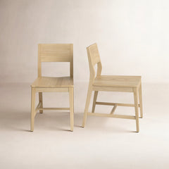 Side Chairs, Set of 2, Solid Oak Wood, Light Brown