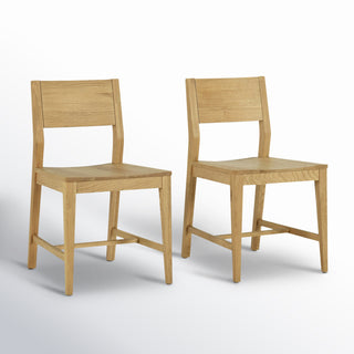 Side Chairs, Set of 2, Solid Oak Wood, Light Brown