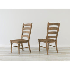 Side Chairs, Set of 2, Solid Pine and Ash Wood, Ladder Back