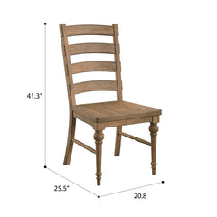 Side Chairs, Set of 2, Solid Pine and Ash Wood, Ladder Back