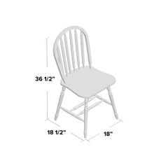 Side Chairs, Set of 2, Solid Rubberwood, Windsor Back