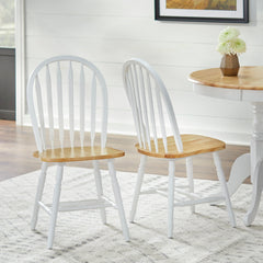 Side Chairs, Set of 2, Solid Rubberwood, Windsor Back