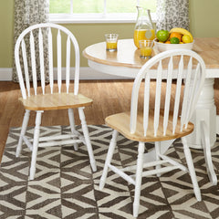 Side Chairs, Set of 2, Solid Rubberwood, Windsor Back