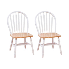 Side Chairs, Set of 2, Solid Rubberwood, Windsor Back