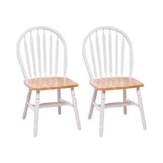 Side Chairs, Set of 2, Solid Rubberwood, Windsor Back