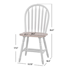 Side Chairs, Set of 2, Solid Rubberwood, Windsor Back