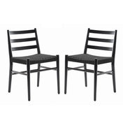 Side Chairs, Set of 2, Solid Wood and Paper, Black
