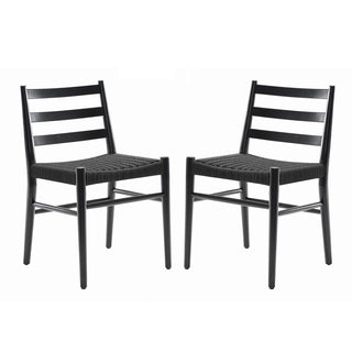 Side Chairs, Set of 2, Solid Wood and Paper, Black