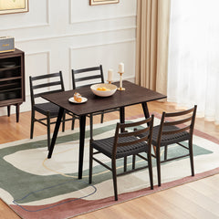 Side Chairs, Set of 2, Solid Wood and Paper, Black