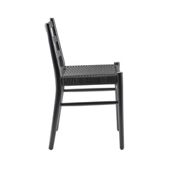 Side Chairs, Set of 2, Solid Wood and Paper, Black