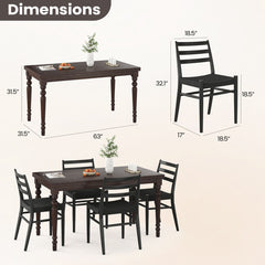 Side Chairs, Set of 2, Solid Wood and Paper, Black