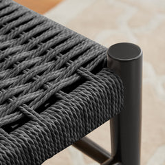 Side Chairs, Set of 2, Solid Wood and Paper, Black