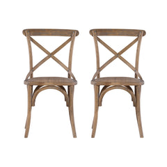 Side Chairs, Set of 2, Solid Wood, Gray Wash, Polyester Blend Seats