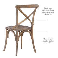 Side Chairs, Set of 2, Solid Wood, Gray Wash, Polyester Blend Seats