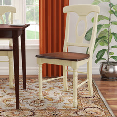 Side Chairs, Set of 2, Solid Wood in Merlot and Buttermilk