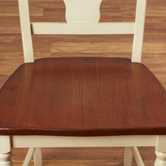 Side Chairs, Set of 2, Solid Wood in Merlot and Buttermilk