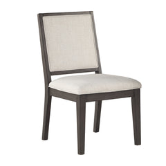 Side Chairs, Set of 2, Solid Wood, Polyester Upholstery, Washed Gray