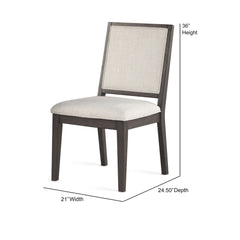 Side Chairs, Set of 2, Solid Wood, Polyester Upholstery, Washed Gray