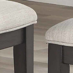 Side Chairs, Set of 2, Solid Wood, Polyester Upholstery, Washed Gray