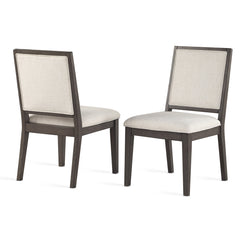Side Chairs, Set of 2, Solid Wood, Polyester Upholstery, Washed Gray