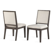 Side Chairs, Set of 2, Solid Wood, Polyester Upholstery, Washed Gray
