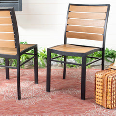 Side Chairs, Set of 2, Stackable Metal in Gray