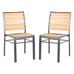 Side Chairs, Set of 2, Stackable Metal in Gray