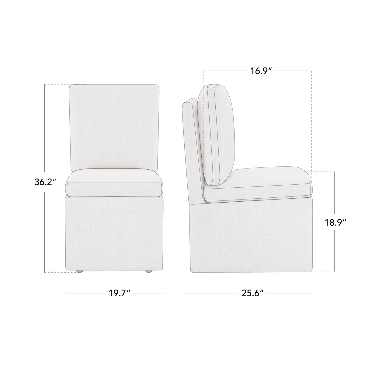 Side Chairs, Set of 2, Taupe Polyester, Hidden Casters