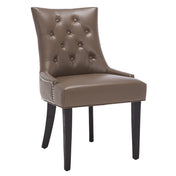 Side Chairs, Set of 2, Tufted Linen in Clay with Espresso Birch Frame