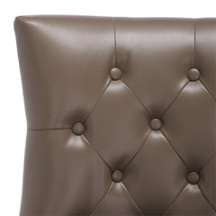 Side Chairs, Set of 2, Tufted Linen in Clay with Espresso Birch Frame