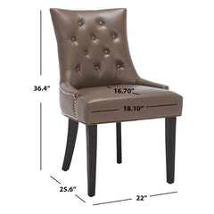 Side Chairs, Set of 2, Tufted Linen in Clay with Espresso Birch Frame