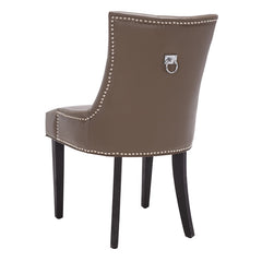 Side Chairs, Set of 2, Tufted Linen in Clay with Espresso Birch Frame