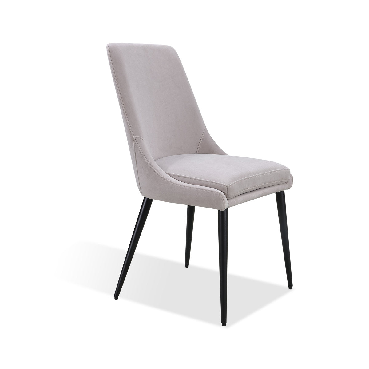 Side Chairs, Set of 2, Upholstered, Gray, Black Metal Legs