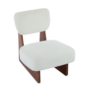 Side Chairs, Set of 2, White Polyester, Dark Walnut Rubberwood Legs