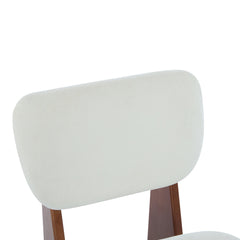Side Chairs, Set of 2, White Polyester, Dark Walnut Rubberwood Legs