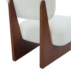 Side Chairs, Set of 2, White Polyester, Dark Walnut Rubberwood Legs