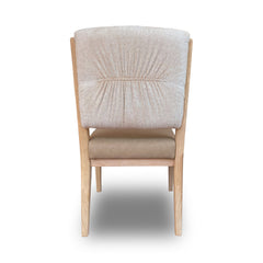 Side Chairs, Set of 2, White Sand Chenille, Tan Solid Wood Legs