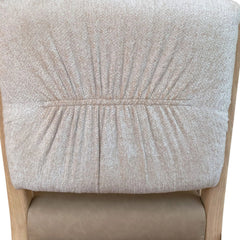 Side Chairs, Set of 2, White Sand Chenille, Tan Solid Wood Legs