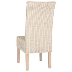 Side Chairs, Set of 2, Wicker Rattan Frame, Solid Wood Legs, White Washed