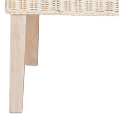 Side Chairs, Set of 2, Wicker Rattan Frame, Solid Wood Legs, White Washed