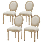 Side Chairs, Set of 4, Beige Linen with Washed Oak Legs