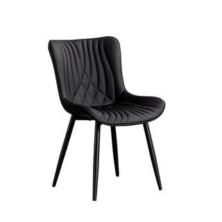 Side Chairs, Set of 4, Black Faux Leather with Black Iron Legs
