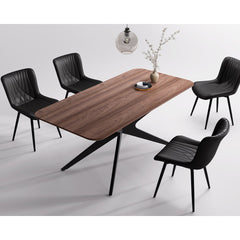 Side Chairs, Set of 4, Black Faux Leather with Black Iron Legs