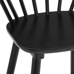 Side Chairs, Set of 4, Black Rubberwood with Windsor Back