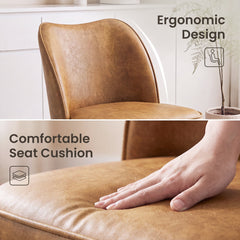 Side Chairs, Set of 4, Light Brown Upholstery with Solid Wood Frame